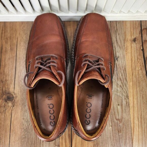 ECCO Holton Apron Toe Derby Dress Shoes Mens Sz 8.5 Brown Leather Preppy Oxfords main image 7